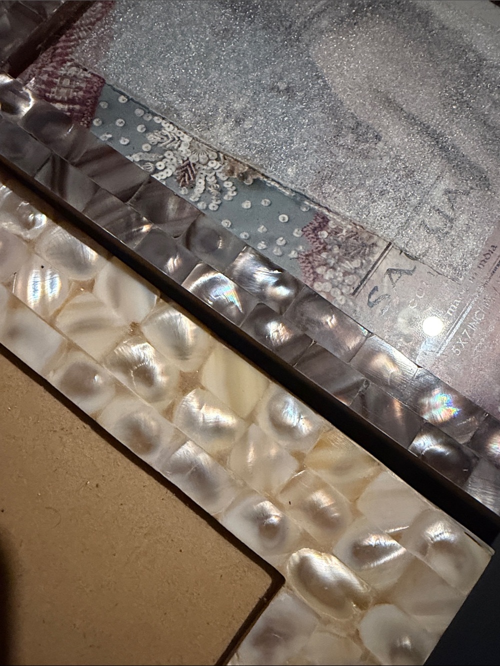 5 x 7 Mother of Pearl Accent Picture Frame - Cream and Brown - Picture 2 of 3
